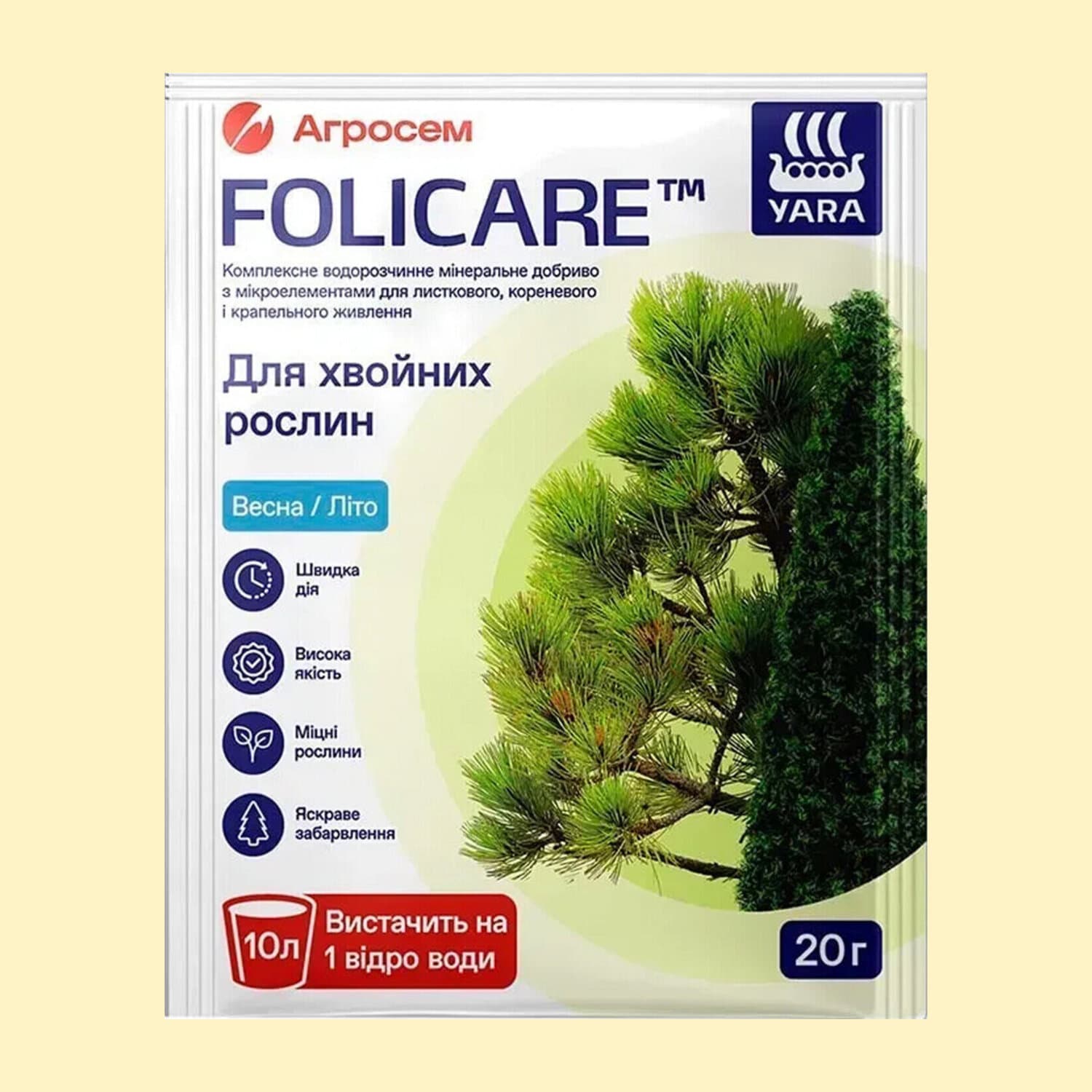 YaraFolicare мінеральне добриво для хвойних рослин, Весна-Літо